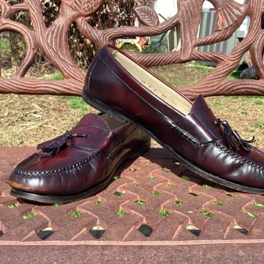 Cole Haan Mahogany Brown Leather Tassel Loafers